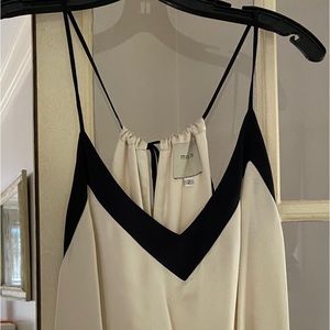 MøN Contrast-Trim Ivory Maxi Dress with Black Accents